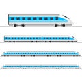 Train. Modern passenger express trains. Railway carriage. Railroad wagons. Vector illustration.